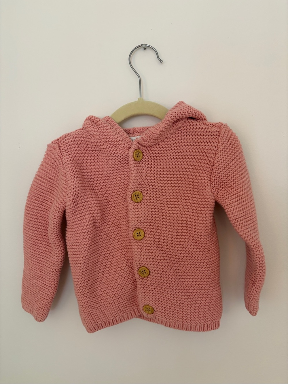 Kids Hooded Knit Cardigan - Pink
